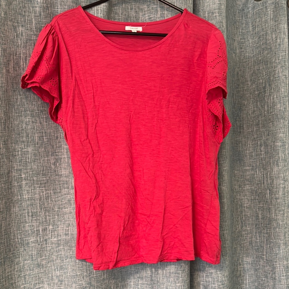 Maurices Red/Pink Relaxed Short Sleeve Tee